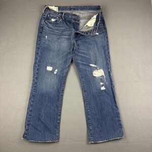 Vtg Y2K Abercrombie Fitch Kilburn Jeans Men's 34x29* Blue‎ Dark Low Rise Boot